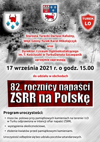 Zapraszamy do udziału w obchodach 82. rocznicy napaści ZSRR na Polskę
