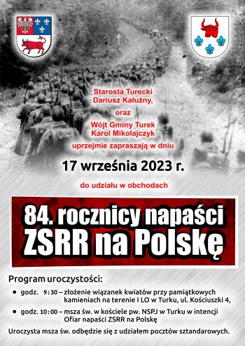 Zapraszamy do udziału w obchodach 84. rocznicy napaści ZSRR na Polskę