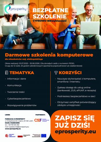 Cyfrowo NIEwykluczeni - bezpłatne szkolenia dla mieszkańców...